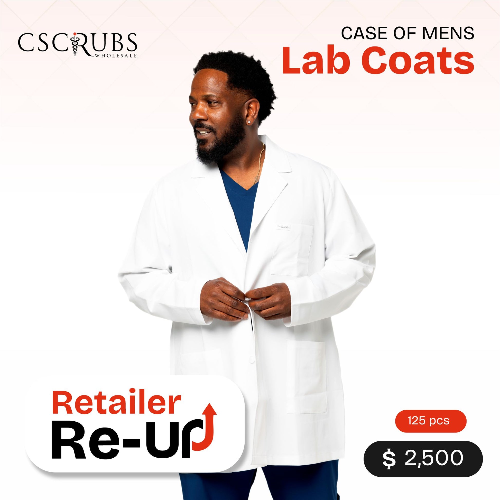 CASE OF MENS LAB COATS - 125 PCS | RETAILRE RE-UP