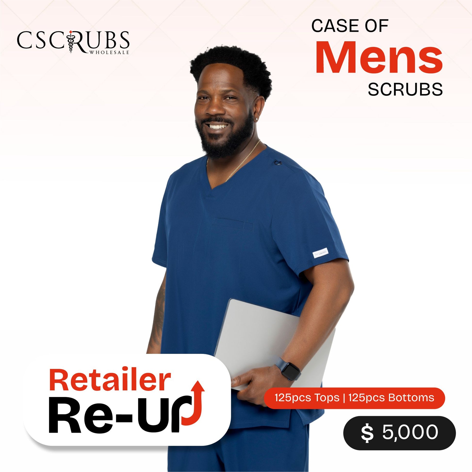 CASE OF MEN'S SCRUBS - 125 PCS TOPS & 125 PCS BOTTOMS | RETAILER RE-UP