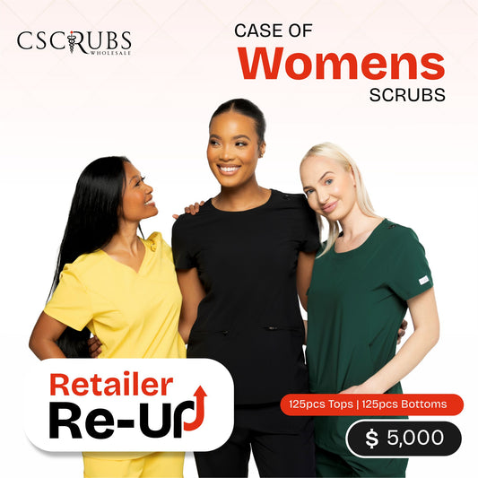 CASE OF WOMEN'S SCRUBS - 125 PCS TOPS & 125 PCS BOTTOMS | RETAILER RE-UP