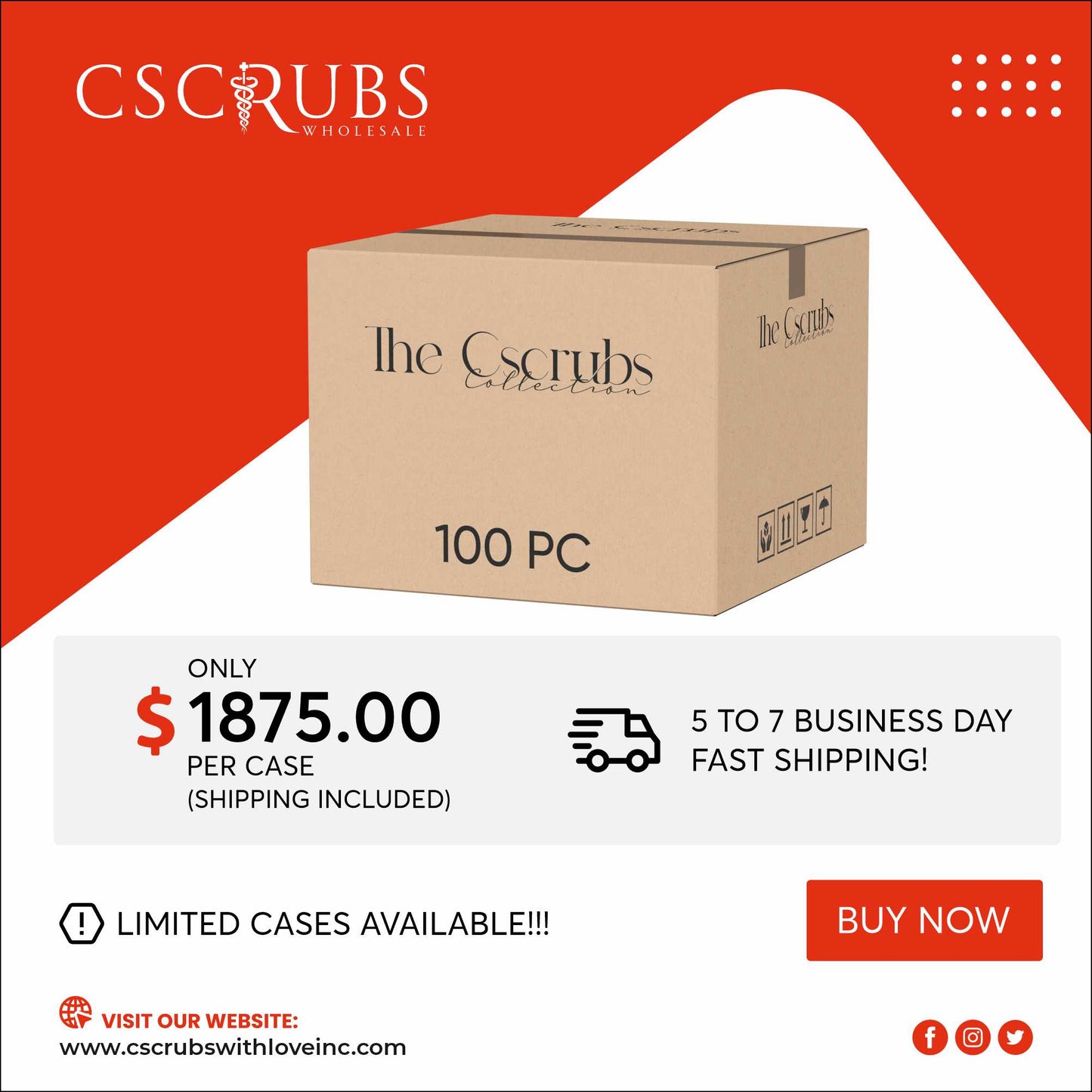 CSCRUBS UNIFORMS 100 PC CASE OF HIGH-QUALITY SCRUBS